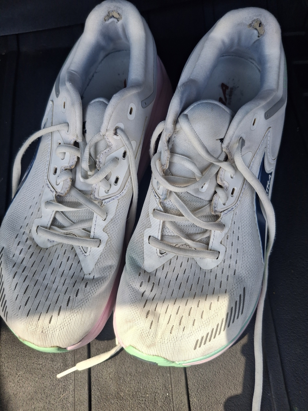 Altra Women's White Running Shoes with Mint and Pink Accents